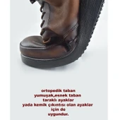 210 Ortopedik Taban Lastik Bağcıklı İçi Kürklü Siyah Anne Botu Kadın Bot Ayakkabı - 9