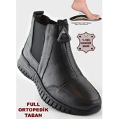 1833 Tam Ortopedik Siyah Hakiki Deri Kadın Bot Ayakkabı Anne Kışlık Deri Bot - 1