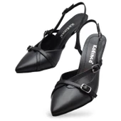 1098 Arkası Açık Kadın Topuklu Ayakkabı 7 cm Abiye Düğün Nişan Kına Gecesi Kdnca - 1