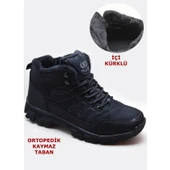 579 Ortopedik Kaymaz Taban İçi Kürklü Kışlık Erkek Bot Ayakkabı Blacksea - 9