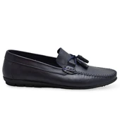 3287 Esnek Rahat Taban Lacivert Hakiki Deri Erkek Ayakkabı Yazlık Casual Laofer Erkek Ayakkabı thumbnail 2