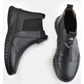 1833 Tam Ortopedik Siyah Hakiki Deri Kadın Bot Ayakkabı Anne Kışlık Deri Bot - 4