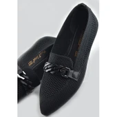 1401 Rahat Günlük Kadın Babet Ayakkabı Düğün Abiye Nişan Triko Dualipa - 1