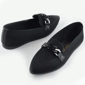 1401 Rahat Günlük Kadın Babet Ayakkabı Düğün Abiye Nişan Triko Dualipa - 2