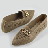 1401 Rahat Günlük Kadın Babet Ayakkabı Düğün Abiye Nişan Triko Dualipa - 5