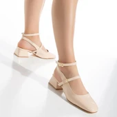 0310 Çift Bağlamalı 4 cm Kadın Topuklu Ayakkabı Düğün Nişan Abiye - 4