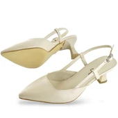 1025 Arkası Açık Kadın Topuklu Ayakkabı 5 cm Abiye Düğün Nişan Kına Gecesi Kdnca - 10