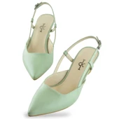 1025 Arkası Açık Kadın Topuklu Ayakkabı 5 cm Abiye Düğün Nişan Kına Gecesi Kdnca - 5