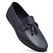 3287 Esnek Rahat Taban Lacivert Hakiki Deri Erkek Ayakkabı Yazlık Casual Laofer Erkek Ayakkabı thumbnail 1