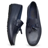 3287 Esnek Rahat Taban Lacivert Hakiki Deri Erkek Ayakkabı Yazlık Casual Laofer Erkek Ayakkabı thumbnail 3
