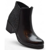 451 Kısa Topuklu Kadın Bot Ayakkabı Taşlı Klasik Ofis Gündelik Kadın Bot - 1