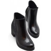 451 Kısa Topuklu Kadın Bot Ayakkabı Taşlı Klasik Ofis Gündelik Kadın Bot - 5