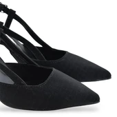 1088 Arkası Açık Kadın Topuklu Ayakkabı 8,5 cm Siyah Simli Abiye Düğün Nişan Kına Gecesi - 5