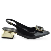 1087 Arkası Açık Kadın Topuklu Ayakkabı 5 cm Abiye Düğün Nişan Kına Gecesi - 6