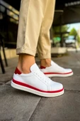CH979 Santoni GBT Spor Erkek Ayakkabı BEYAZ/KIRMIZI - 4