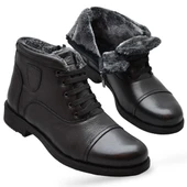 TAB3407 İçi Kürklü Hakiki Deri Erkek Bot Ayakkabı Ortopedik Taban Fermuarlı Deri Erkek Bot thumbnail 2