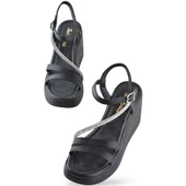 8626 Ortopedik Dolgu Taban Kadın Sandalet Günlük Düğünlük Nişan Kına Aykakabısı - 2