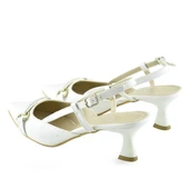 1027 Arkası Açık Kadın Beyaz Topuklu Ayakkabı 5 cm Abiye Düğün Nişan Kına Gecesi thumbnail 3