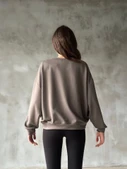 Osy Modal Yumuşak Dokulu Kumaş Bisiklet Yaka Oversize Sweatshirt - Gri - 2