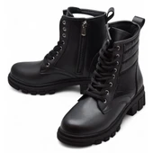 988 Günlük Bağcıklı Fermuarlı Siyah Kadın Bot Ayakkabı Kışlık Bayan Bot thumbnail 4