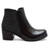 451 Kısa Topuklu Kadın Bot Ayakkabı Taşlı Klasik Ofis Gündelik Kadın Bot - 2