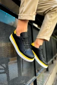 CH979 Santoni GBT Spor Erkek Ayakkabı SIYAH/SARI - 5