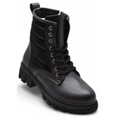 988 Günlük Bağcıklı Fermuarlı Siyah Kadın Bot Ayakkabı Kışlık Bayan Bot thumbnail 1