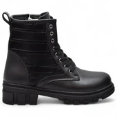 988 Günlük Bağcıklı Fermuarlı Siyah Kadın Bot Ayakkabı Kışlık Bayan Bot thumbnail 5