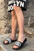 Unısex Sıyah-Beyaz Kaymaz Rahat Taban Deniz Plaj Havuz Banyo Günlük Terlik AQUA-8825 - 2