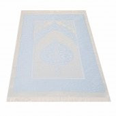 Hediyelik Seccade, Kadife Yasin (İsme Özel), İnci Tesbih, Asetat Kutulu (26×23) İslami Set-Mavi - 3