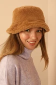 Peluş Bucket Kadın Vizon Şapka - 4