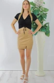 Ön Büzgülü Crop Bluz Siyah - 1293.33 - 3