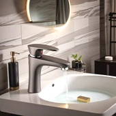 POLYFIT ANTRASİT GRİ MİX LAVABO BATARYASI YÜKSEK 18 CM - 1
