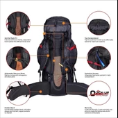 Quickup Hiking Sırt Çantası 65 Litre- Kırmızı Dağcı Sırt Çantası Kamp Çantası - 5