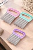 MyBru Paslanmaz Çelik Chips Chopper Patates Sebze ve Meyve Dilimleyici Şekillendirici (Karışık Renk) - 3