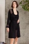 Pierre Cardin 4015 Penye Dantelli Gecelik ve Sabahlık Takım - 4