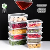 Porsima 4302 10'lu Buzluk Düzenleyici Saklama Kabı Kendinden Kapaklı Derin Dondurucu Saklama Kabı 1Lt 2Lt Şeffaf thumbnail 2