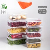 Porsima 4302 10'lu Buzluk Düzenleyici Saklama Kabı Kendinden Kapaklı Derin Dondurucu Saklama Kabı 1Lt 2Lt Şeffaf thumbnail 1