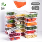 Porsima 4302 20'li Buzluk Düzenleyici Saklama Kabı Kendinden Kapaklı Derin Dondurucu Saklama Kabı 2Lt Şeffaf - 1