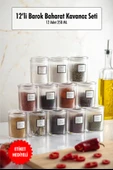 12'li Barok Yuvarlak Baharat Kavanoz Seti & Saklama Kabı & Erzak Kabı (12*250 ML) - 1