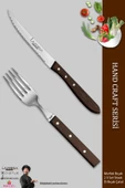 LAZBİSA Hand Caft Serisi Steak Et Yemek Kahvaltı Çatalı 2 Li Set Mutfak Bıçak Seti ( Mzt-063 ) - 1