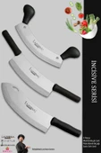 LAZBİSA İncisive Serisi Mutfak Bıçak Seti Zırh Bıçağı Kıyma Pizza Satırı Kıyma Doğrayıcı 3 Lü Set (MFT-786) - 1