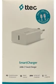 Ttec 2scs22bc Smartcharger Pd 20w Seyahat Hızlı Şarj Aleti+usb-c - Usb-c 3a Kablo Beyaz - 1