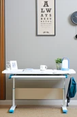 Creo Mobili Yükseklik ve Eğim Ayarlı, Çekmeceli, Vega Basic Çalışma Masası 130x70 cm, Beyaz/Mavi - 1