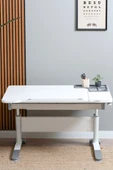 Creo Mobili Yükseklik ve Eğim Ayarlı, Çekmeceli, Sirius Basic Çalışma Masası 120x75 cm, Beyaz/Gri - 1