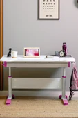 Creo Mobili Yükseklik ve Eğim Ayarlı, Çekmeceli, Sirius Basic Çalışma Masası 120x75 cm, Beyaz/Fuşya - 1