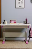 Creo Mobili Yükseklik ve Eğim Ayarlı, Çekmeceli, Sirius Basic Çalışma Masası 120x75 cm, Ekru/Fuşya - 1