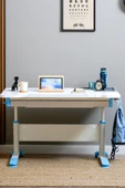 Creo Mobili Yükseklik ve Eğim Ayarlı, Çekmeceli, Sirius Basic Çalışma Masası 120x75 cm, Beyaz/Mavi - 1