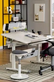 Creo Mobili Yükseklik ve Eğim Ayarlı, Vega Premium Bilgisayar ve Çalışma Masası Takımı Ekru/Fuşya - 2
