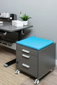 Creo Mobili Çekmeceli Kilitli Tekerlekli Vega Keson, Oturulabilir Ofis ve Ev Komodini, Antrasit/Mavi - 5
